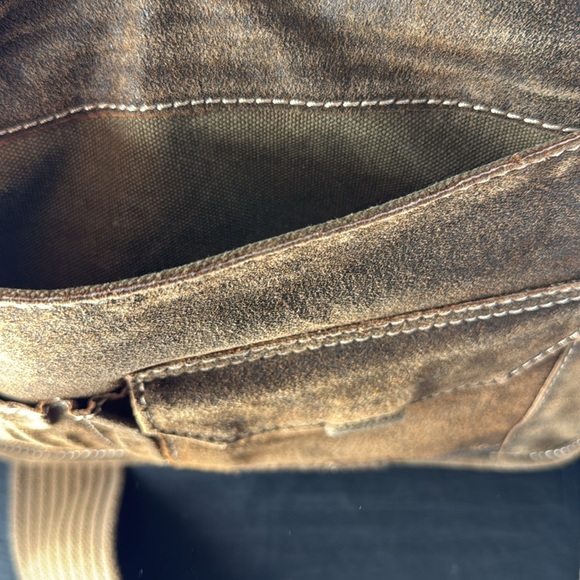 Wilsons Leather M. Julian Brown Leather Suede Canvas Messenger Bag - Picture 6 of 13